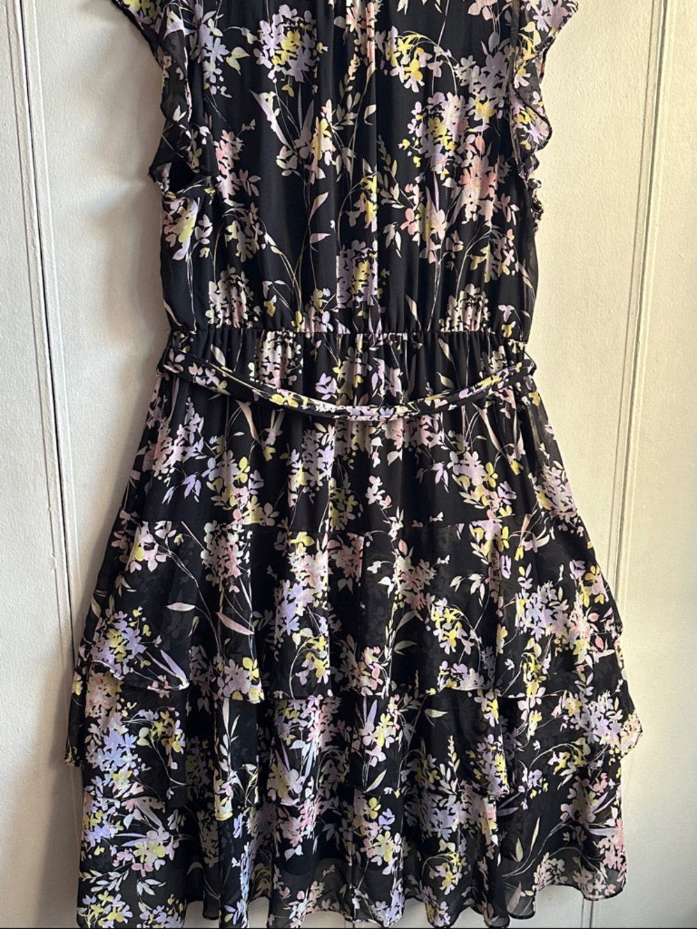 Calvin Klein Black Floral Tiered Dress - Picture 7 of 8